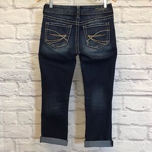 Silver Jeans 27 Suki Capri Women's Dark Blue Jeans Embroidered